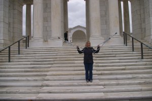 She's a Trooper- Arlington Cementary- We are Alive and Moving- crutches and all! 